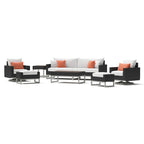 Milo Espresso 8 Piece Sunbrella Outdoor Patio Motion Seating Set