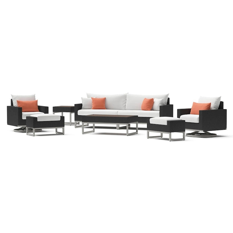 Milo Espresso 8 Piece Sunbrella Outdoor Patio Motion Seating Set