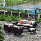 Milo Espresso 8 Piece Sunbrella Outdoor Patio Motion Seating Set