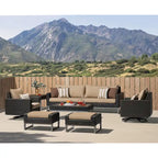 Milo Espresso 8 Piece Sunbrella Outdoor Patio Motion Seating Set