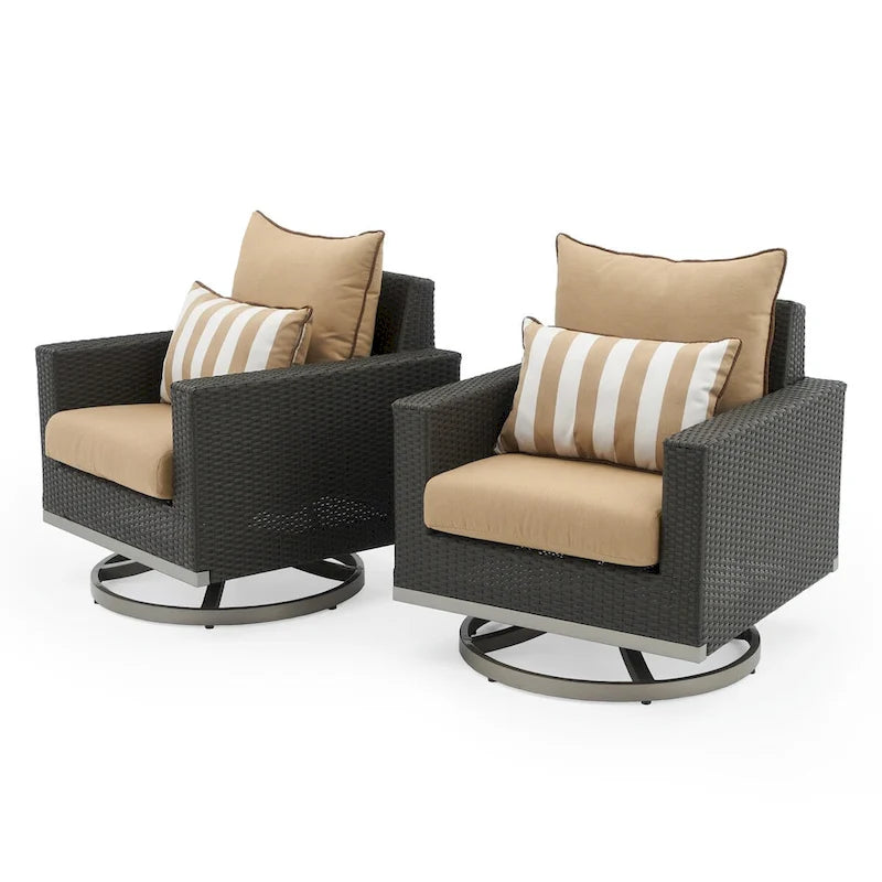 Milo Espresso 8 Piece Sunbrella Outdoor Patio Motion Seating Set