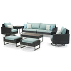 Milo Espresso 8 Piece Sunbrella Outdoor Patio Motion Seating Set