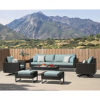 Milo Espresso 8 Piece Sunbrella Outdoor Patio Motion Seating Set
