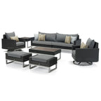 Milo Espresso 8 Piece Sunbrella Outdoor Patio Motion Seating Set