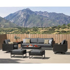 Milo Espresso 8 Piece Sunbrella Outdoor Patio Motion Seating Set