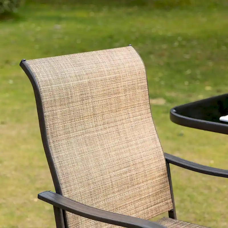 Set of 2 Outdoor Swivel Bar Stools with Armrests, Steel Frame