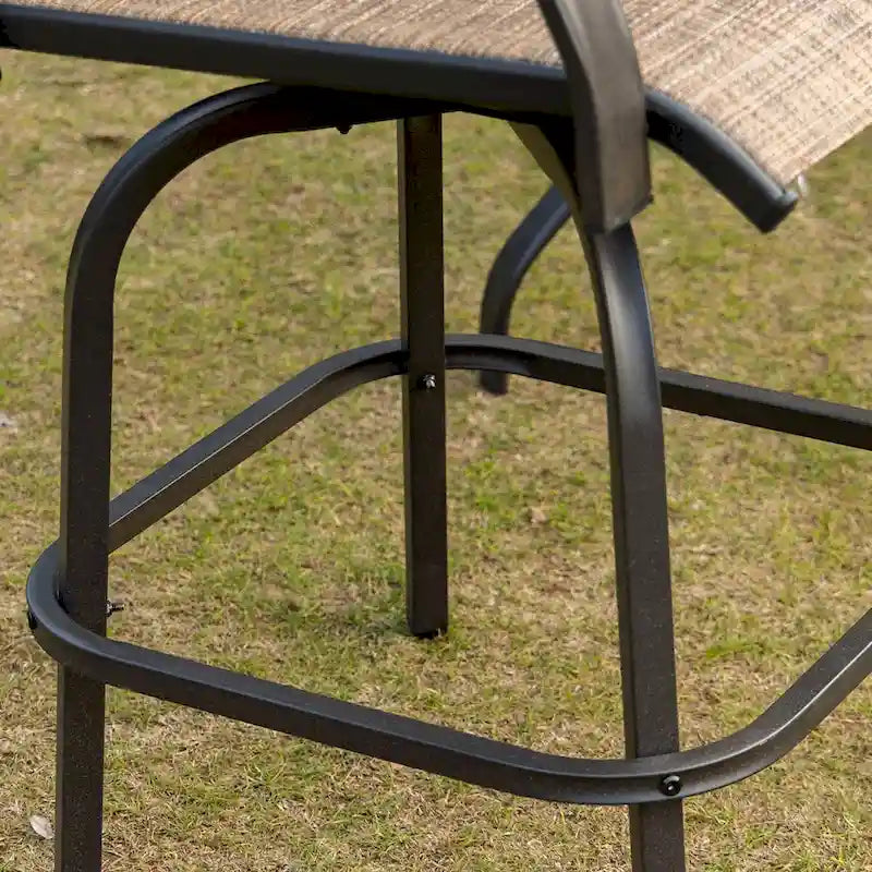 Set of 2 Outdoor Swivel Bar Stools with Armrests, Steel Frame