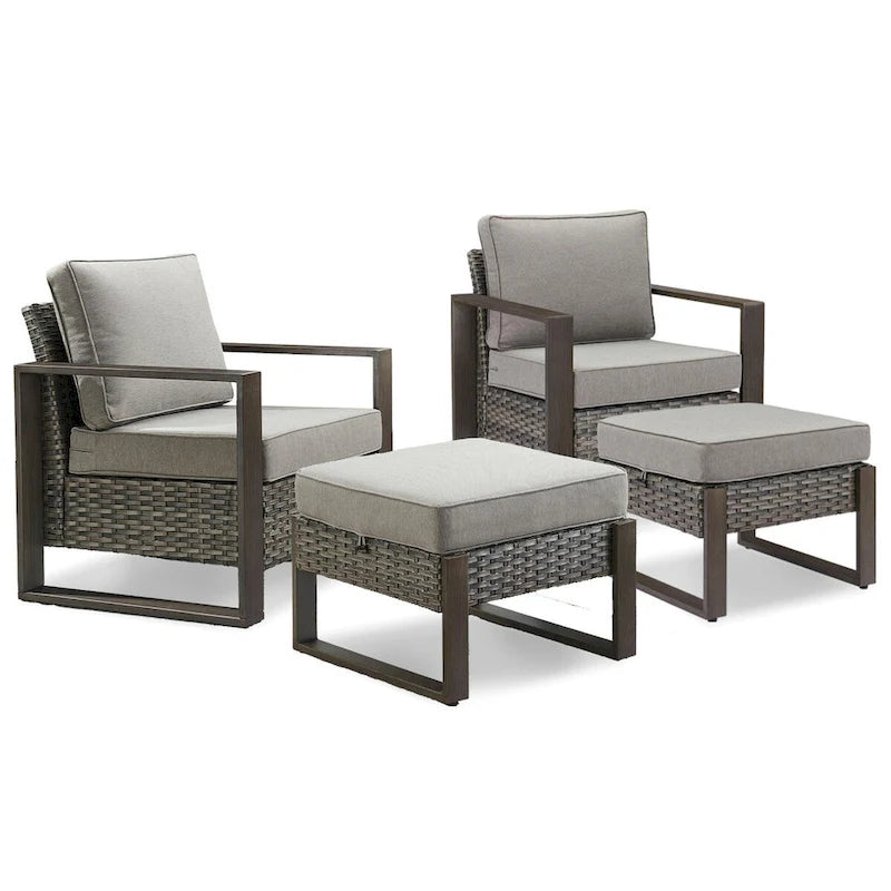 Gymojoy Patio Chairs Set of 2, All Weather Rattan Chair - Grey