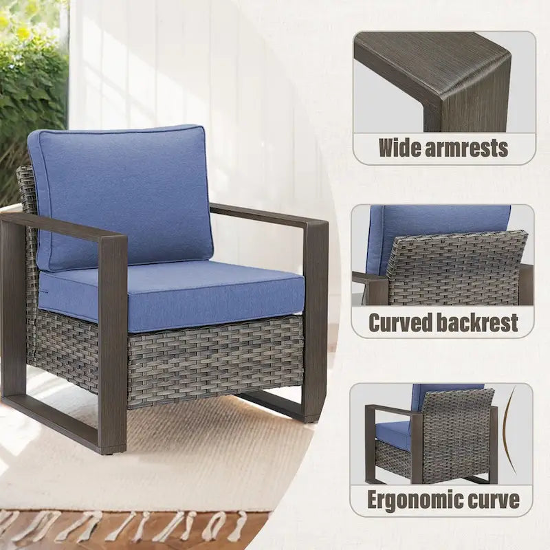 Gymojoy Patio Chairs Set of 2, All Weather Rattan Chair - Grey