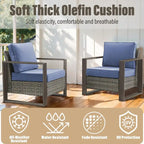 Gymojoy Patio Chairs Set of 2, All Weather Rattan Chair - Grey