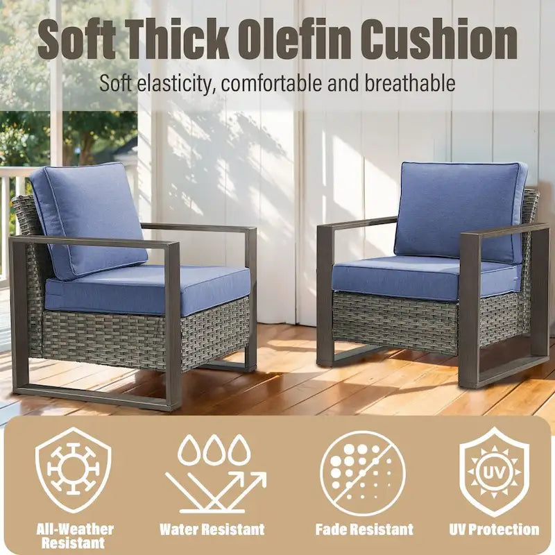 Gymojoy Patio Chairs Set of 2, All Weather Rattan Chair - Grey