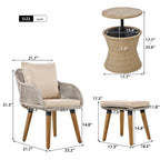 5-Piece Rope Patio Conversation Set with Wicker Bar Table and Cushions