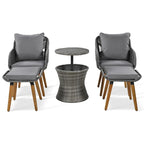 5-Piece Rope Patio Conversation Set with Wicker Bar Table and Cushions