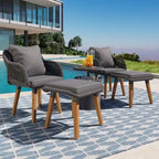 5-Piece Rope Patio Conversation Set with Wicker Bar Table and Cushions