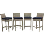 Conduit Bar Stool Outdoor Patio Wicker Rattan Set of 4