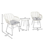 3 Pieces Outdoor Rattan Chair Conversation Sets with Glass Top Table