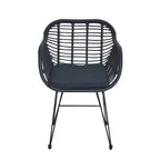 3 Pieces Outdoor Rattan Chair Conversation Sets with Glass Top Table