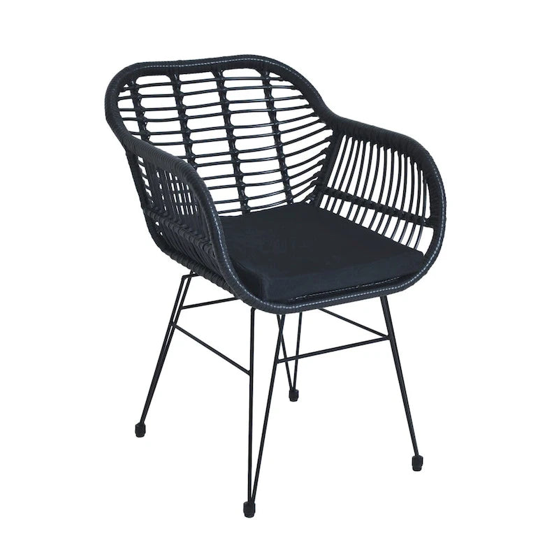 3 Pieces Outdoor Rattan Chair Conversation Sets with Glass Top Table