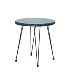 3 Pieces Outdoor Rattan Chair Conversation Sets with Glass Top Table