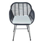 3 Pieces Outdoor Rattan Chair Conversation Sets with Glass Top Table