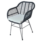 3 Pieces Outdoor Rattan Chair Conversation Sets with Glass Top Table