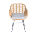 3 Pieces Outdoor Rattan Chair Conversation Sets with Glass Top Table