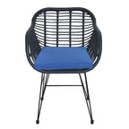 3 Pieces Outdoor Rattan Chair Conversation Sets with Glass Top Table