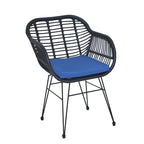 3 Pieces Outdoor Rattan Chair Conversation Sets with Glass Top Table