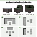 Patio Watcher Morden Outdoor 7-Piece Rattan Wicker Sectional Set Suit for Backyard