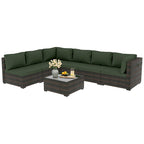 Patio Watcher Morden Outdoor 7-Piece Rattan Wicker Sectional Set Suit for Backyard