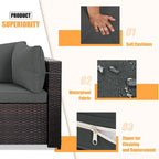 Patio Watcher Morden Outdoor 7-Piece Rattan Wicker Sectional Set Suit for Backyard
