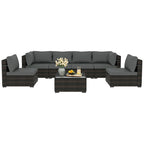 Patio Watcher Morden Outdoor 7-Piece Rattan Wicker Sectional Set Suit for Backyard