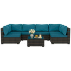 Patio Watcher Morden Outdoor 7-Piece Rattan Wicker Sectional Set Suit for Backyard