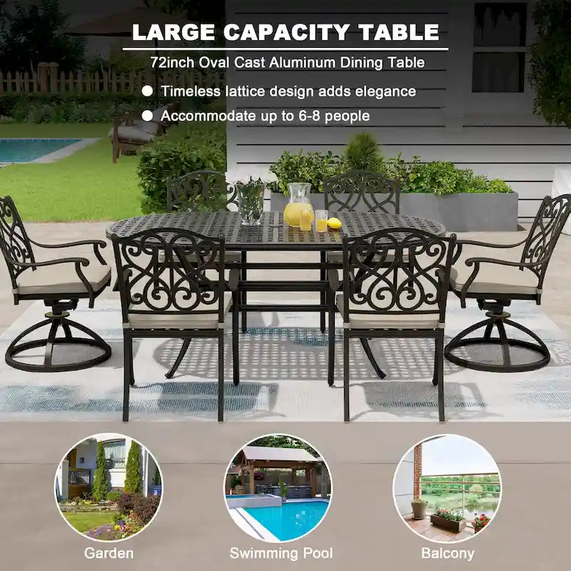8 - Person Elliptical Outdoor Dining Set with Cushions