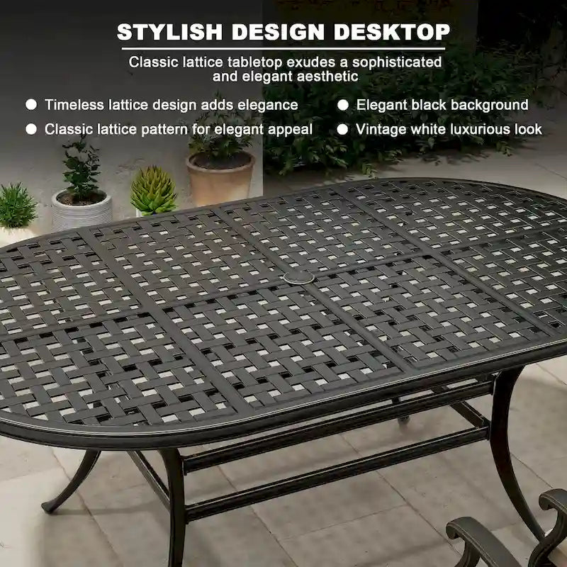 8 - Person Elliptical Outdoor Dining Set with Cushions