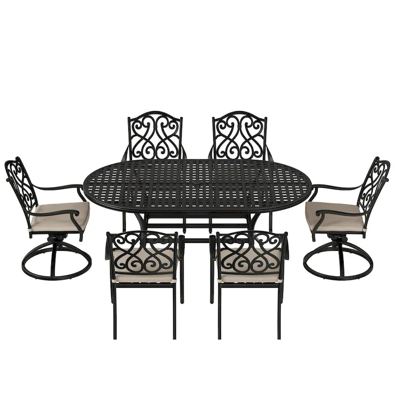 8 - Person Elliptical Outdoor Dining Set with Cushions