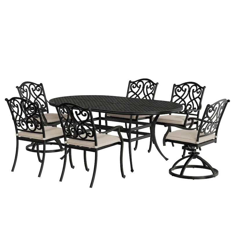 8 - Person Elliptical Outdoor Dining Set with Cushions