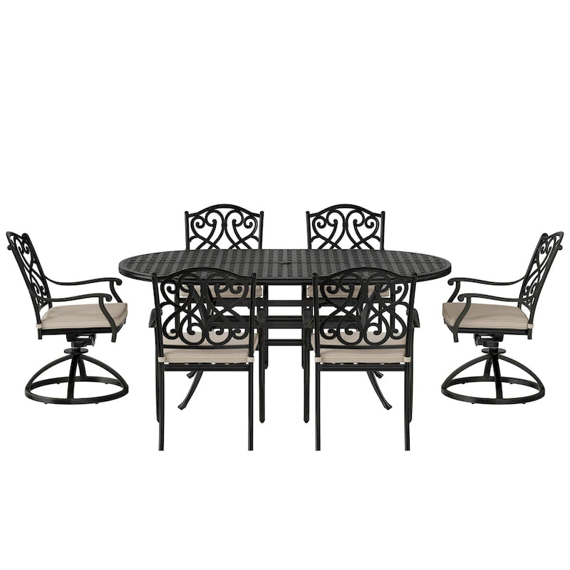 8 - Person Elliptical Outdoor Dining Set with Cushions