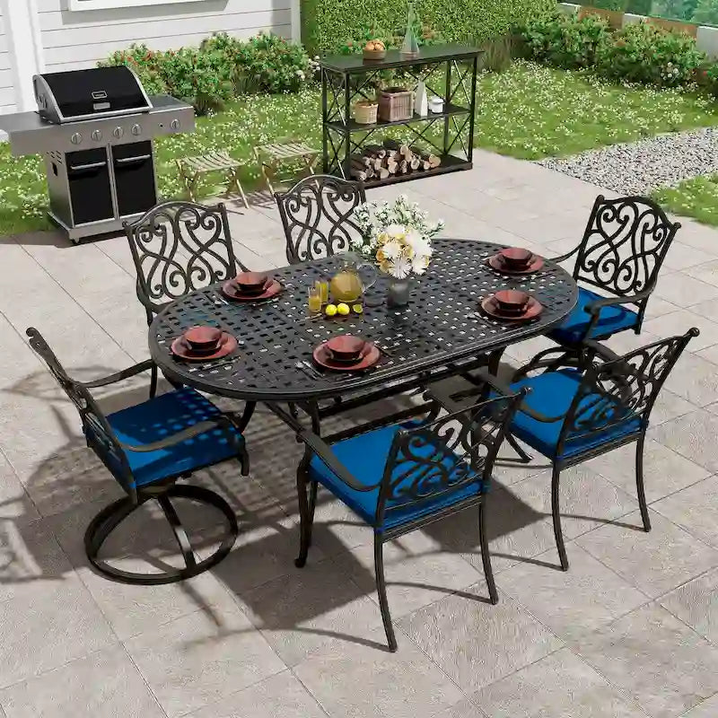 8 - Person Elliptical Outdoor Dining Set with Cushions