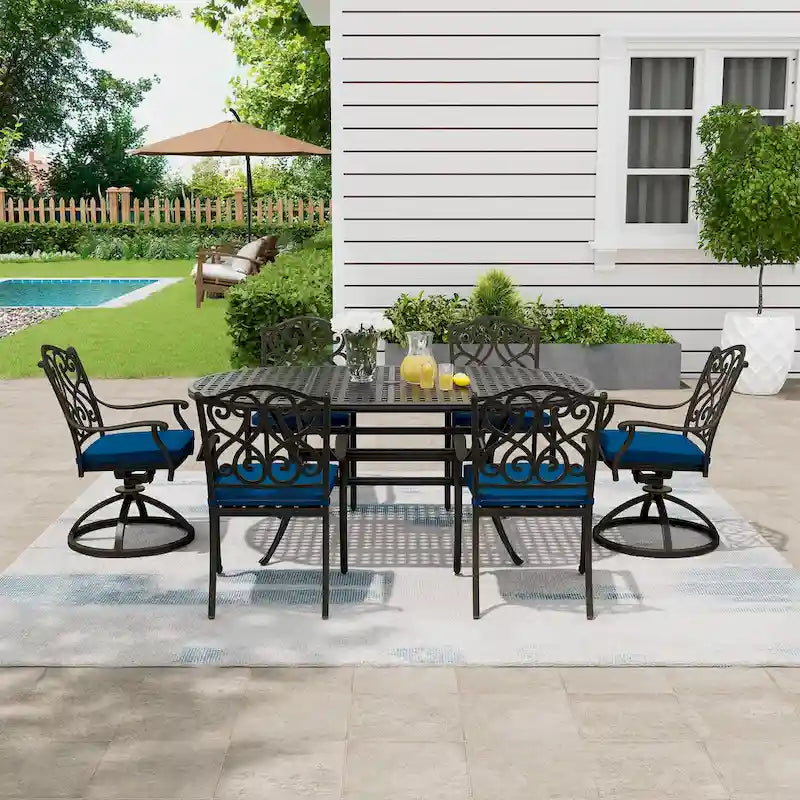 8 - Person Elliptical Outdoor Dining Set with Cushions