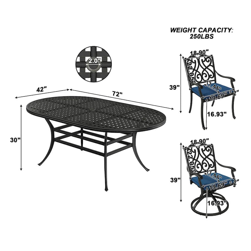 8 - Person Elliptical Outdoor Dining Set with Cushions