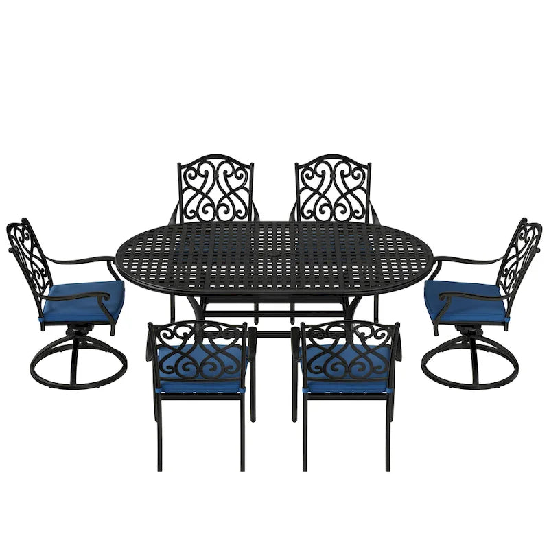 8 - Person Elliptical Outdoor Dining Set with Cushions
