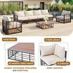 7-Piece Metal Patio Sectional Sofa Set, All-Weather Garden Conversational Furniture Set with Thick Cushions and Coffee Table