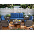 4 Piece Outdoor Sofa Swivel Chair with Table - Brown