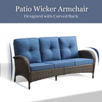 4 Piece Outdoor Sofa Swivel Chair with Table - Brown