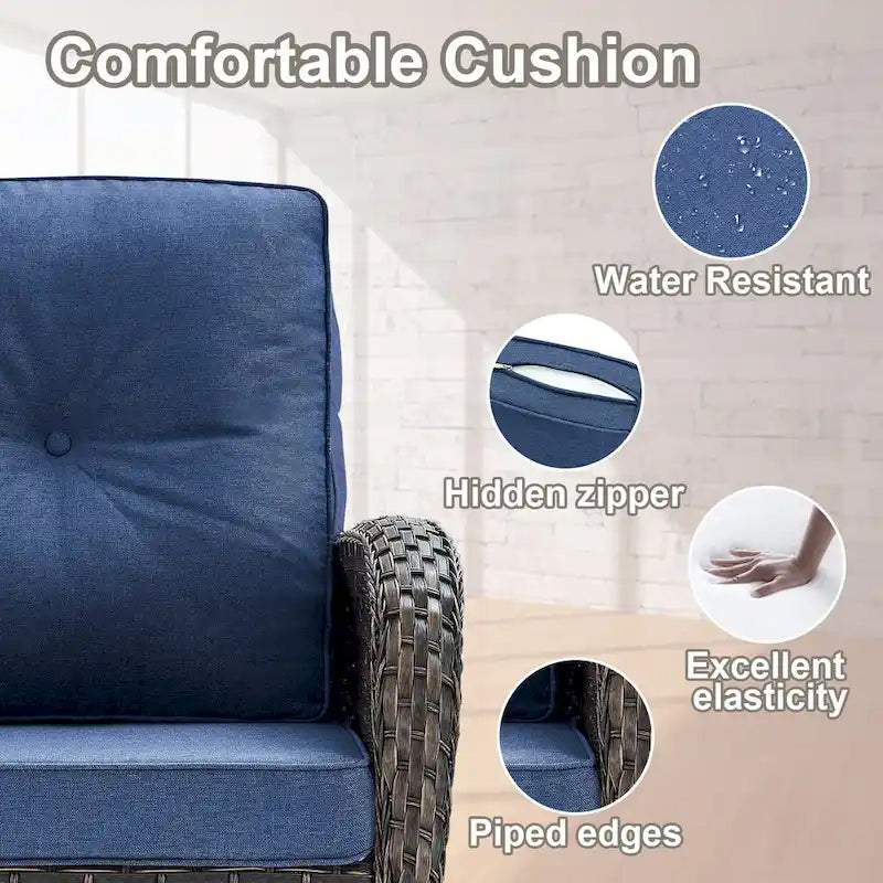 4 Piece Outdoor Sofa Swivel Chair with Table - Brown