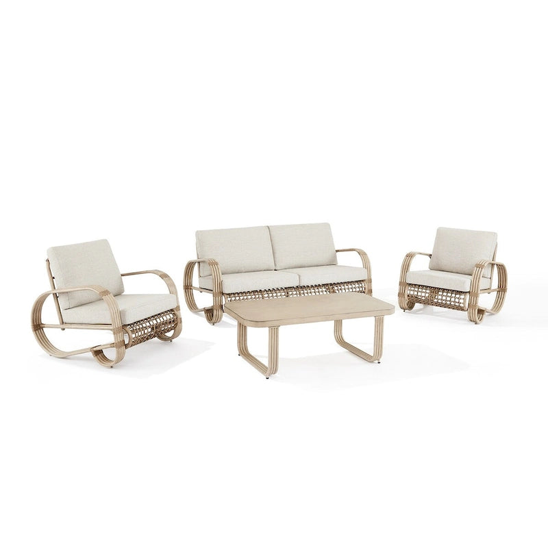 4-Piece Outdoor Aluminum Cushioned Club sofa Set