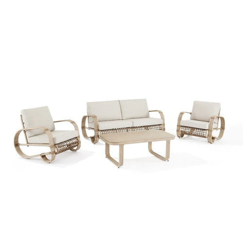 4-Piece Outdoor Aluminum Cushioned Club sofa Set