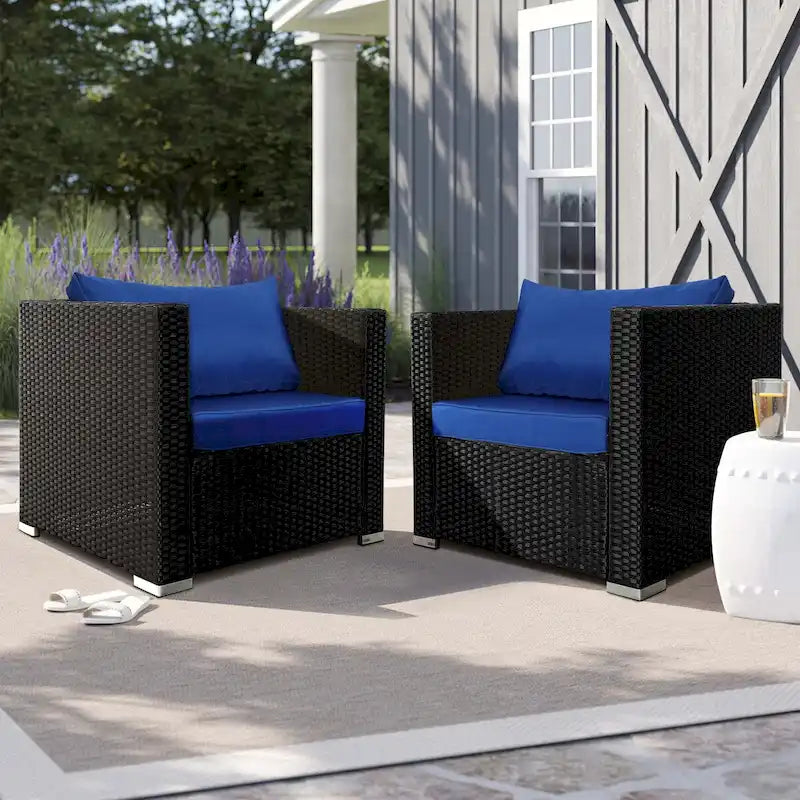 Vrakae 2 Piece Outdoor Patio Rattan Wicker Chair