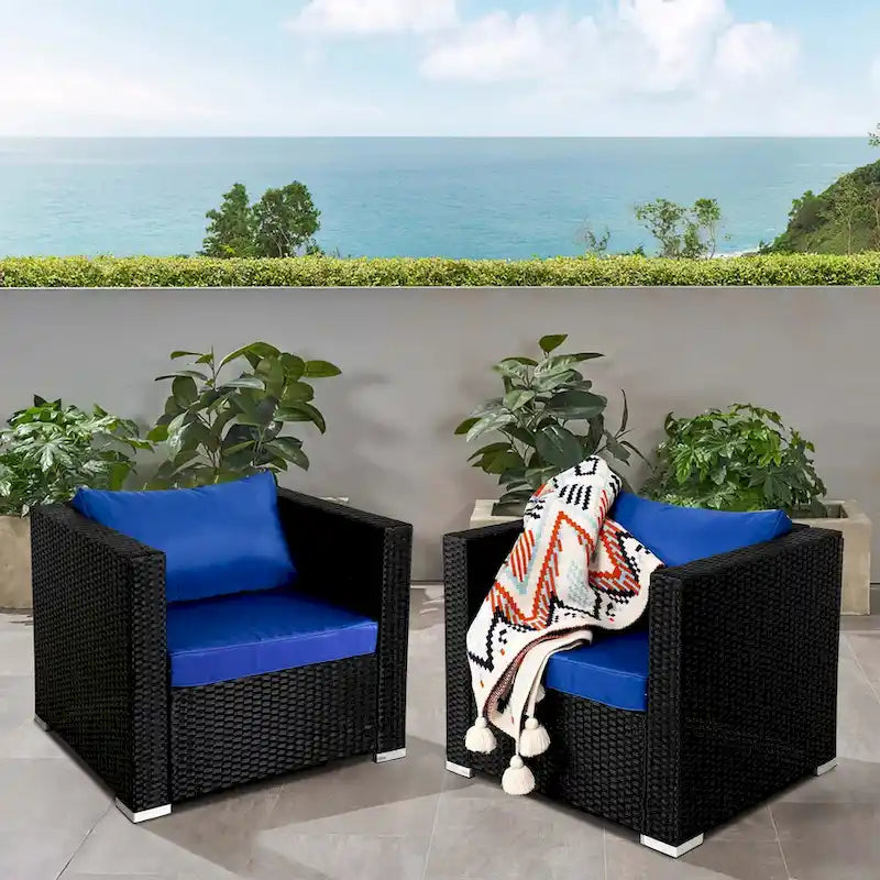 Vrakae 2 Piece Outdoor Patio Rattan Wicker Chair